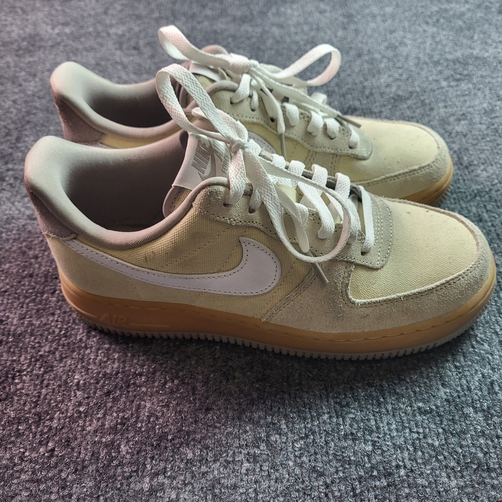 Nike Air Force 1 Low Canvas‎ Suede Khaki Gum Sole HV4306-234 Womens Size 7